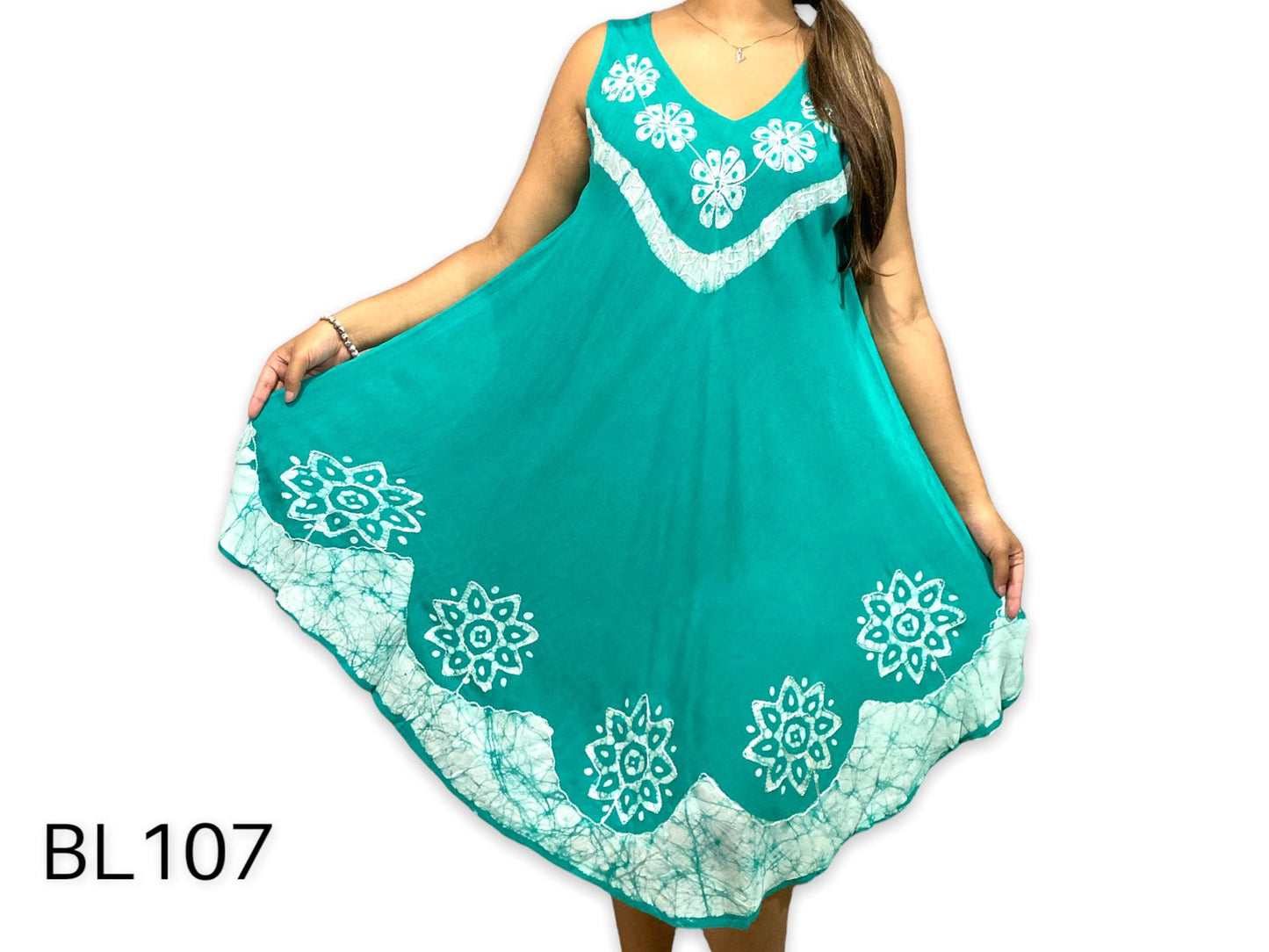 Bata Estampada de Dama sin mangas Turquesa