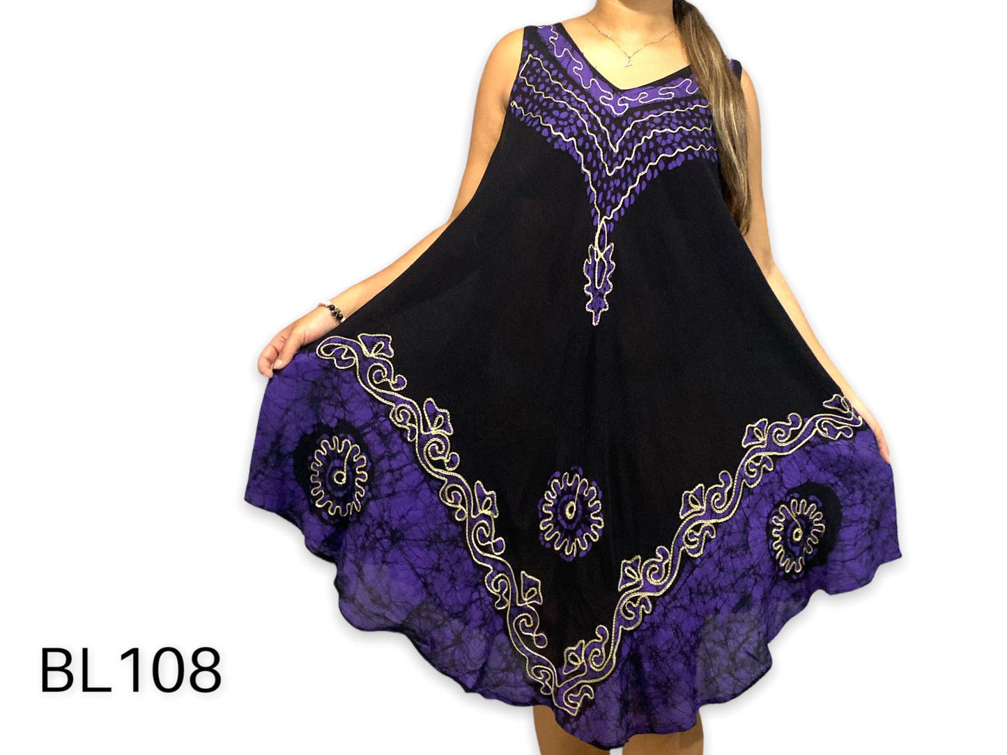 Bata Estampada de Dama sin mangas Morado