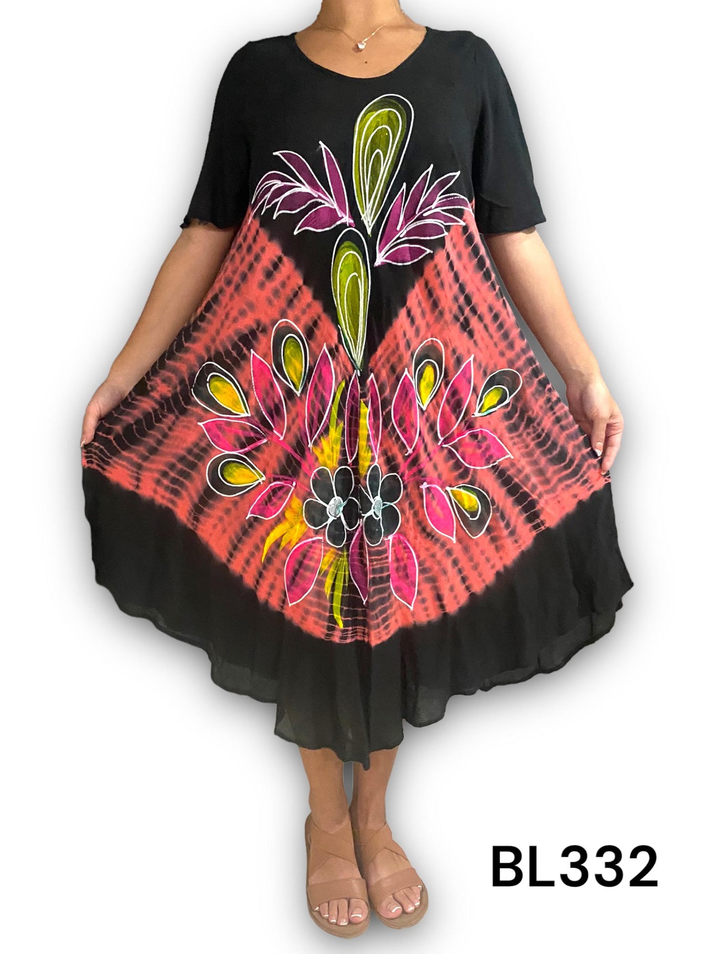 Bata Estampado Floreado con Mangas