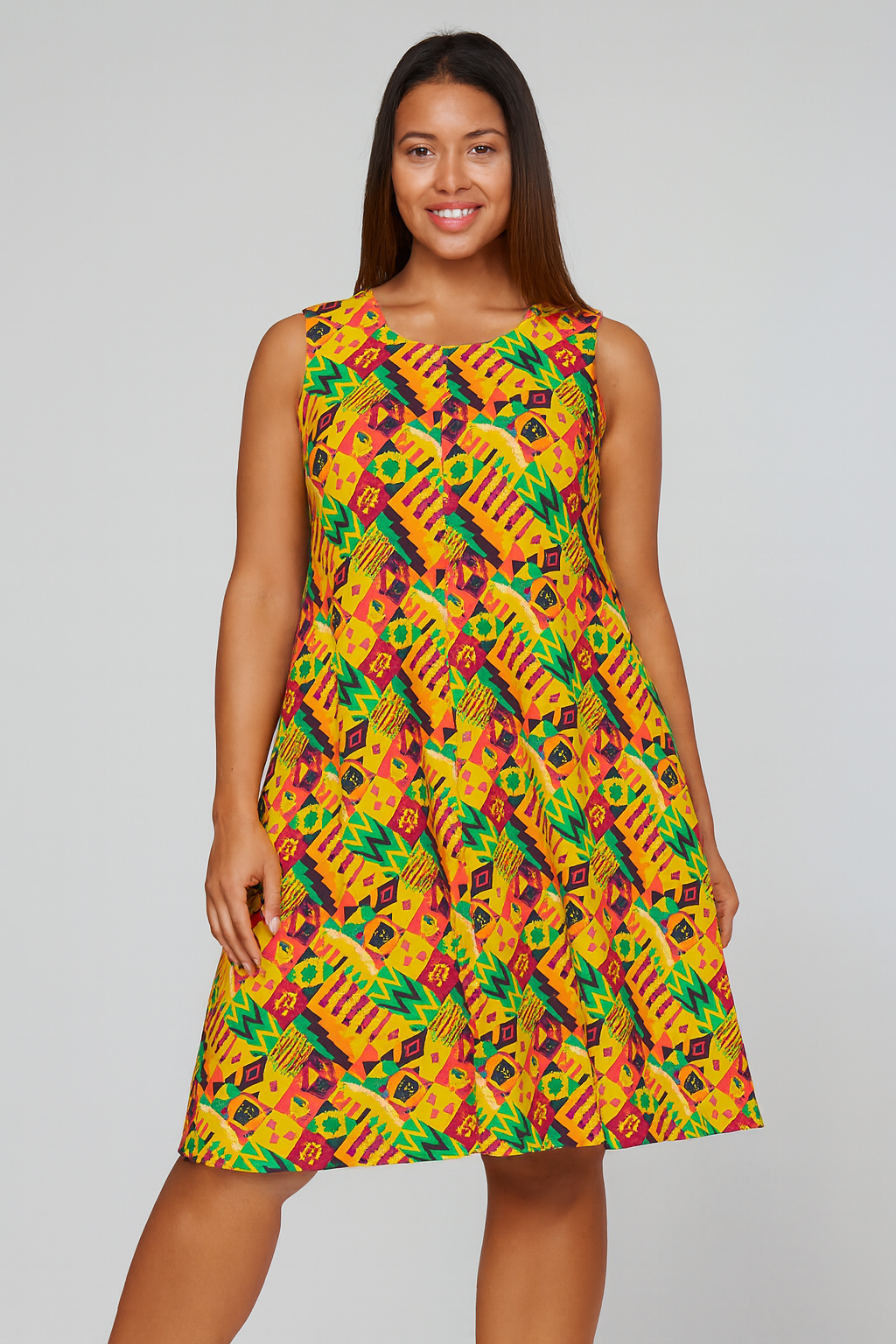 Vestido de Dama Estamapado Carnaval Afrocaribeño