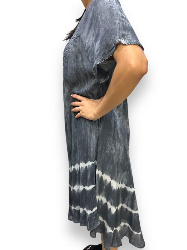 Bata de Dama Estampado Negro Veteado con mangas