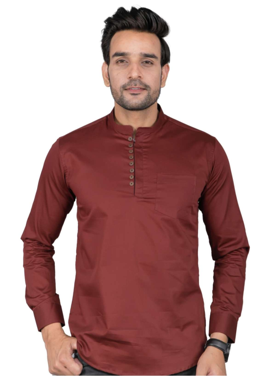 Camisa Kurta Unicolor de Hombre Vino GK401