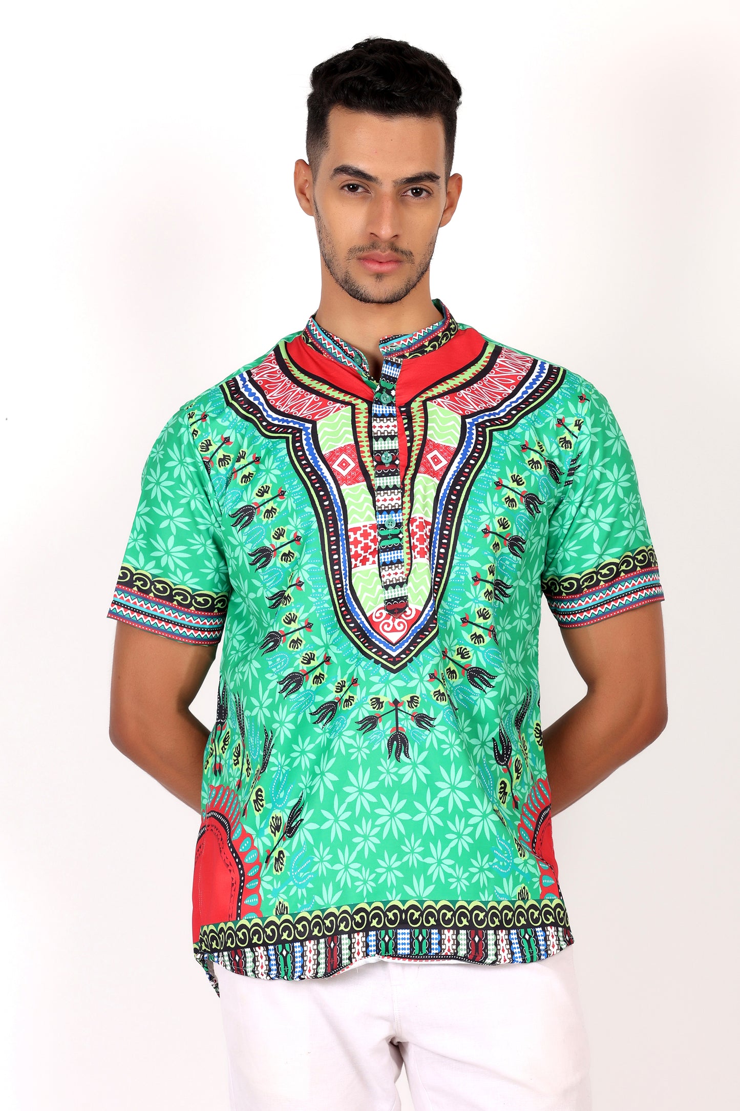 Camisa Afrocaribeña Verde Hombre