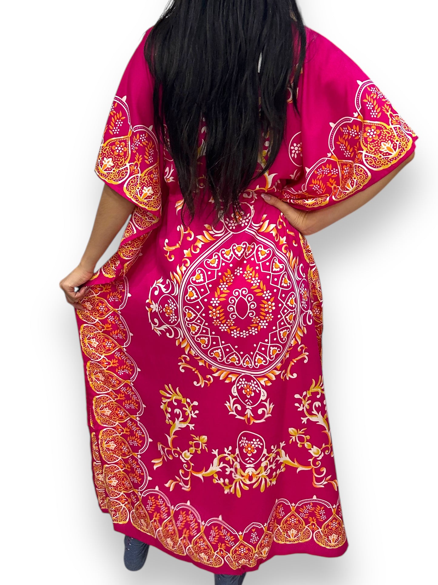 Guajira Larga de Dama Estampada Unitalla Rosada