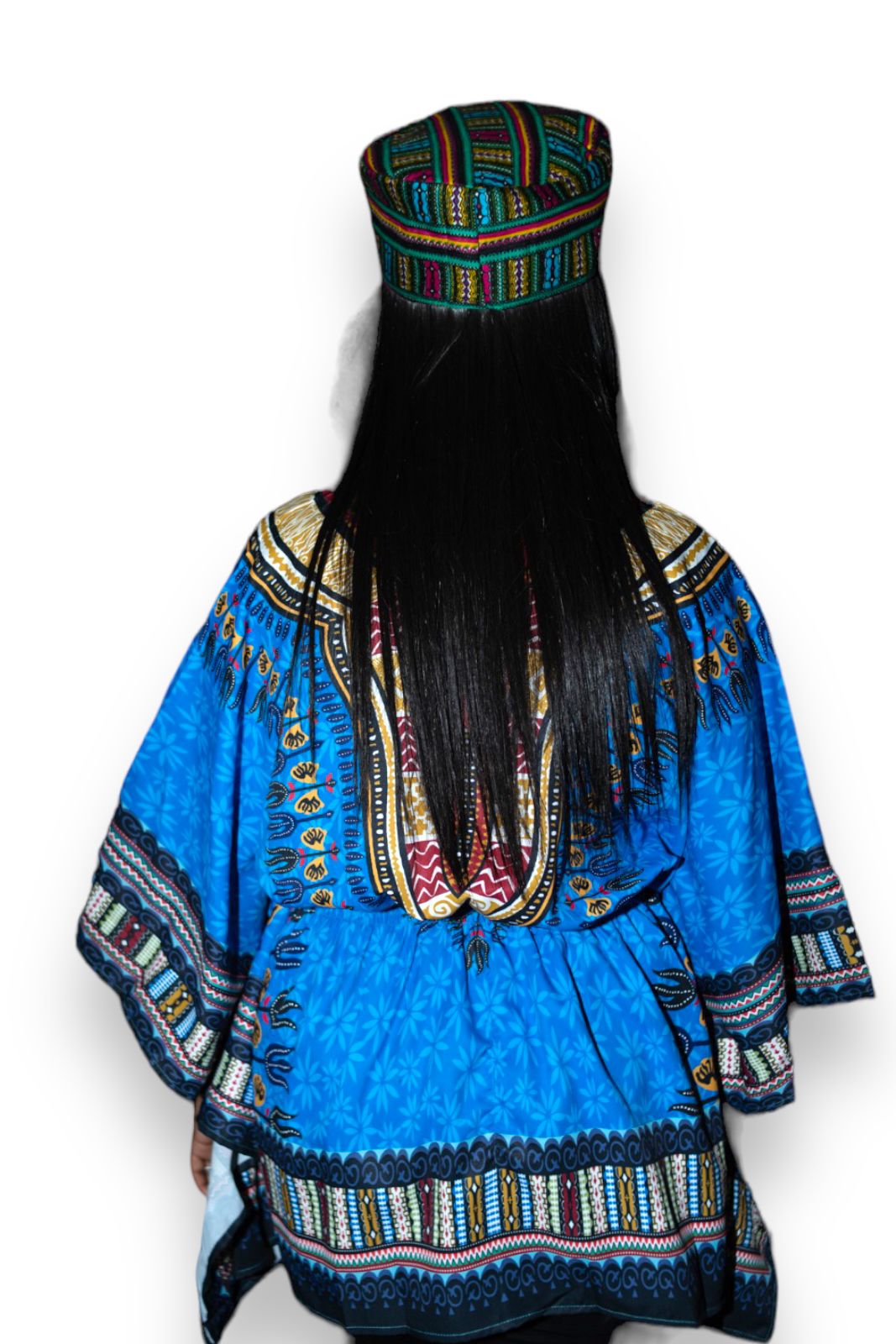 Blusa Top de Dama Afrocaribeño Estampado Azul