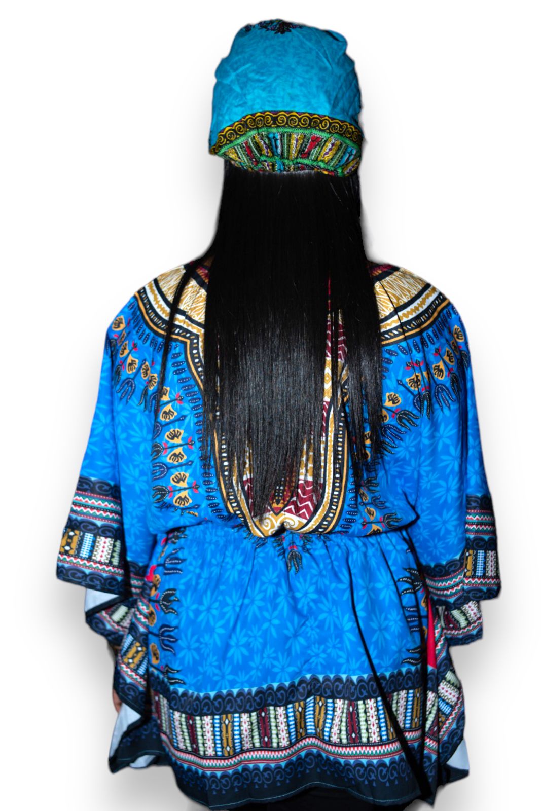 Blusa Top de Dama Afrocaribeño Estampado Azul