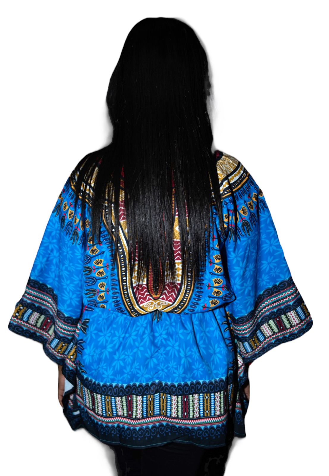 Blusa Top de Dama Afrocaribeño Estampado Azul