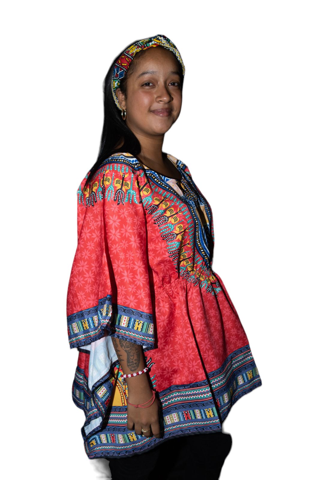 Blusa Top de Dama Afrocaribeño Estampado Rojo