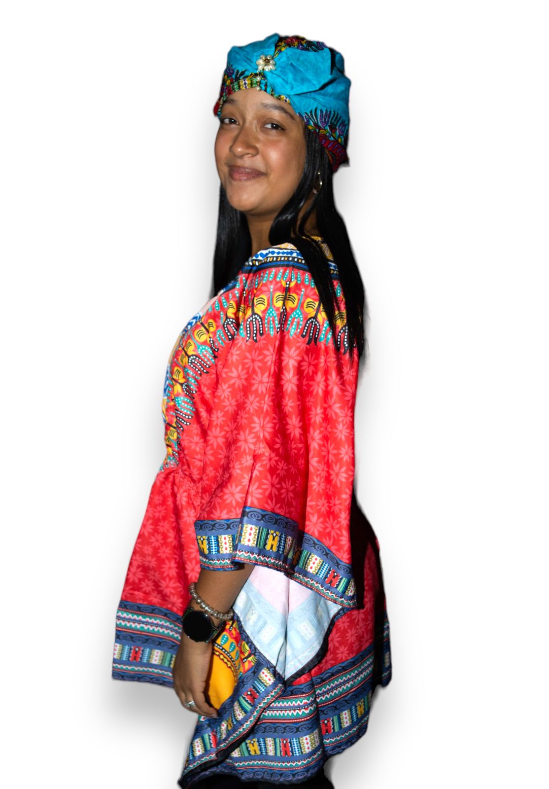 Blusa Top de Dama Afrocaribeño Estampado Rojo