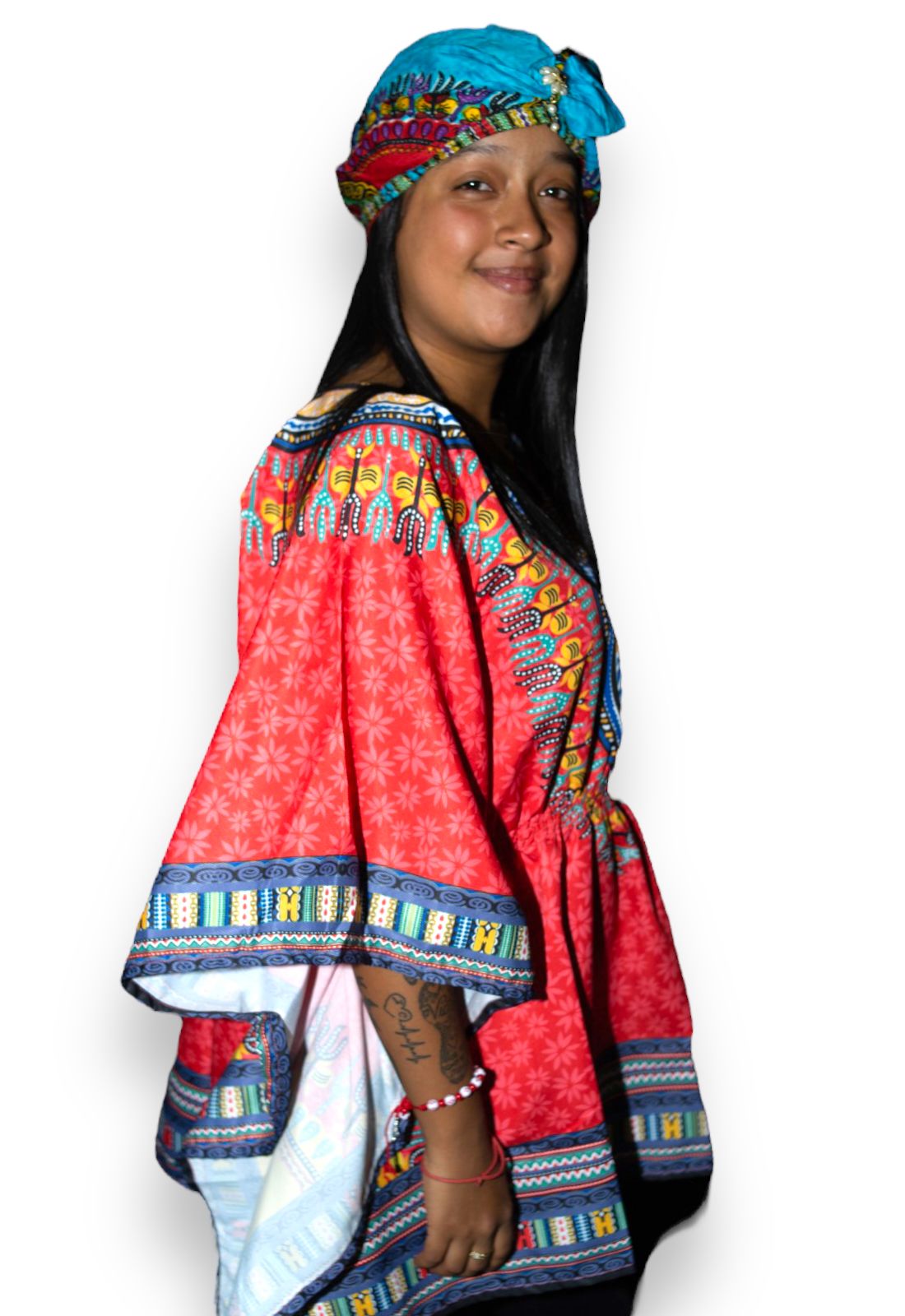 Blusa Top de Dama Afrocaribeño Estampado Rojo