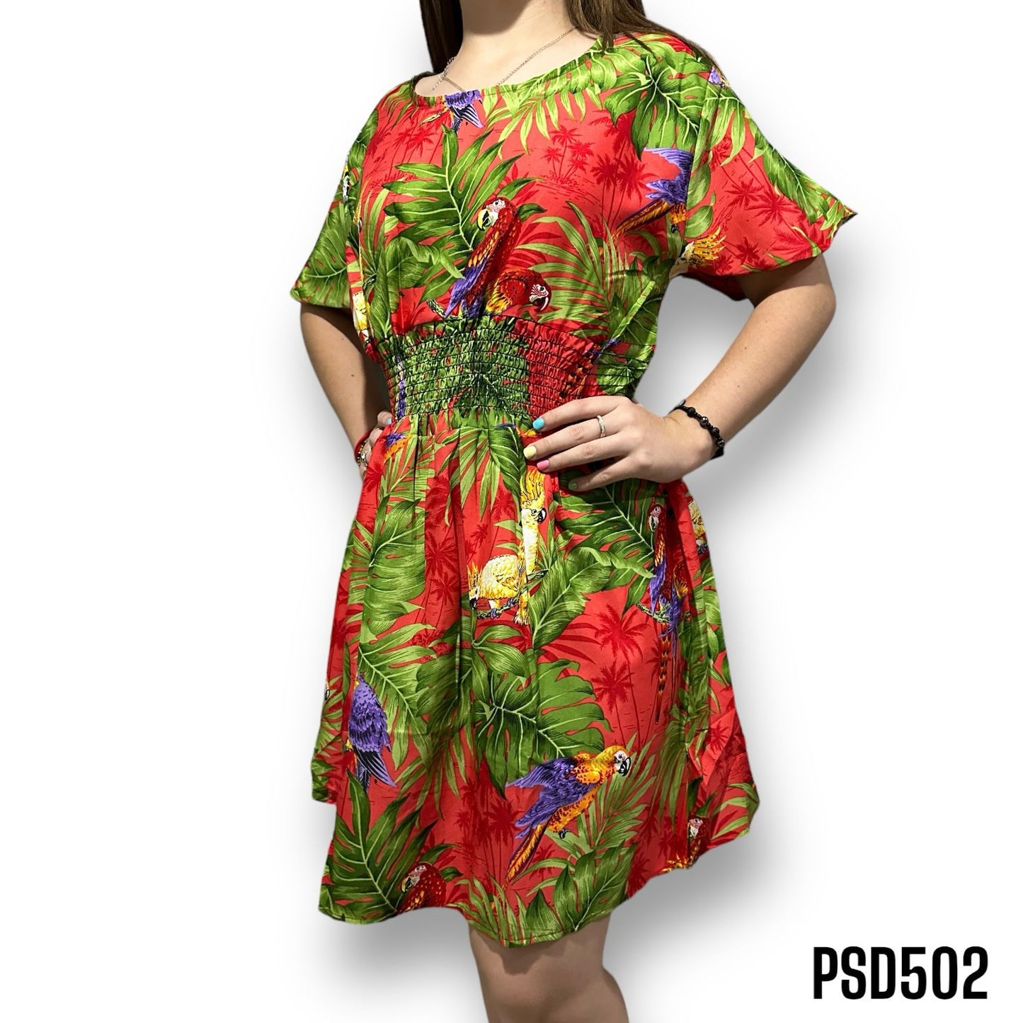 Vestido de Dama Estampado Hawaiano