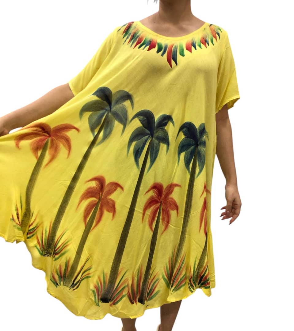 Bata Amarillo Estampada India con Mangas