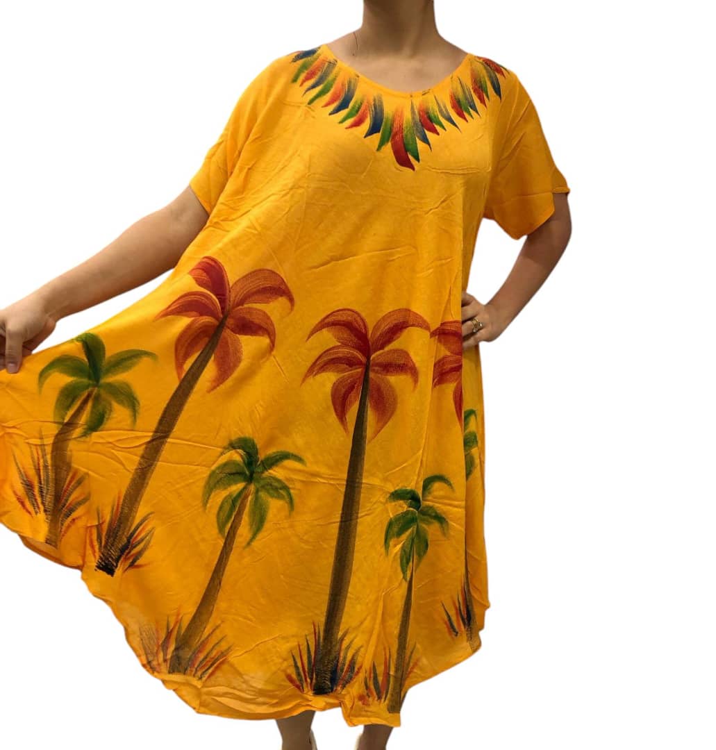 Bata Naranja Estampada India con Mangas