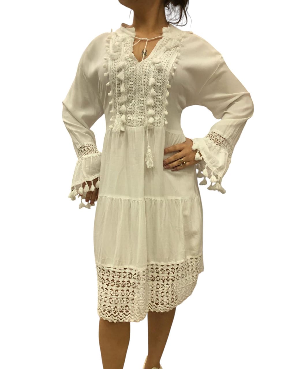 Vestido Blanco con Tejidos