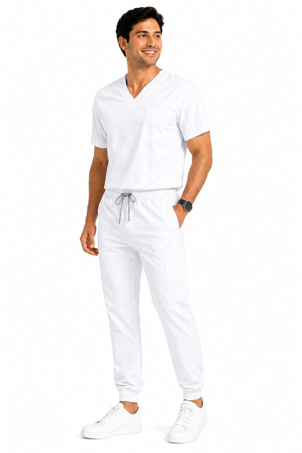 Conjunto uniforme blanco (tipo jogger) unisex