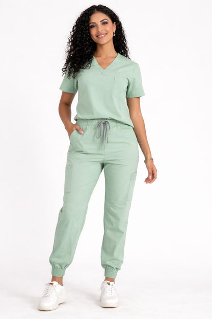 Conjunto uniforme verde menta (tipo jogger) unisex