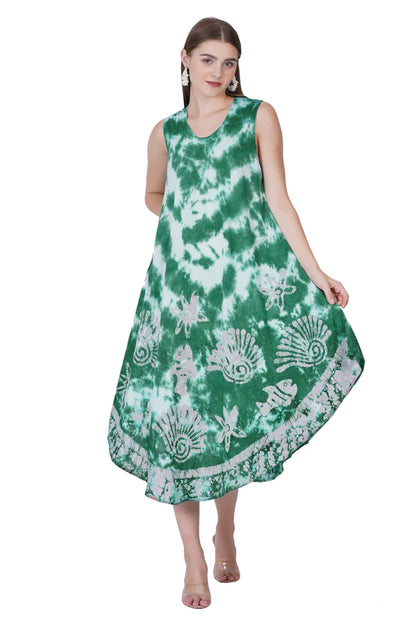 Vestido de Dama Largo Estampado Verde sin mangas