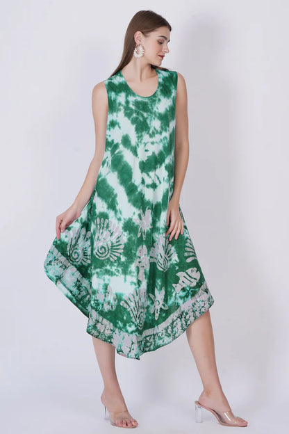 Vestido de Dama Largo Estampado Verde sin mangas