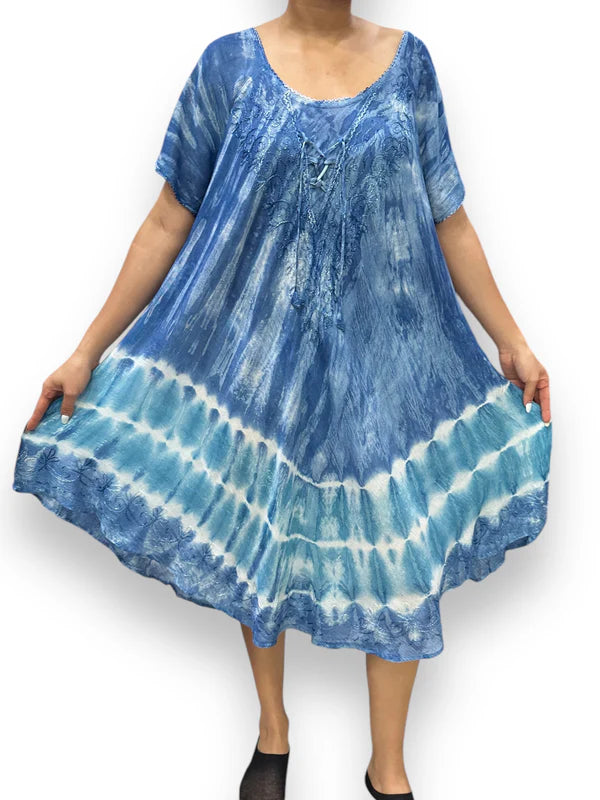 Bata de Dama Estampado Azul Veteado con mangas