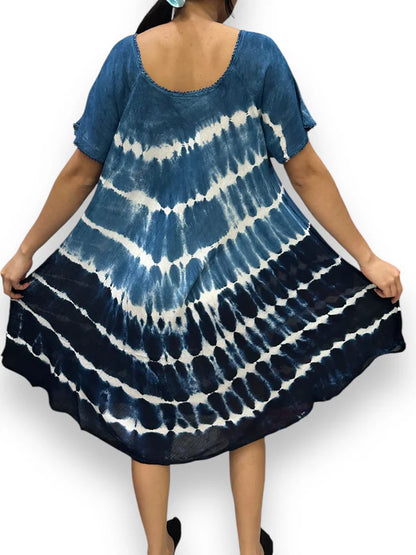 Bata de Dama Azul Marino Veteado con mangas
