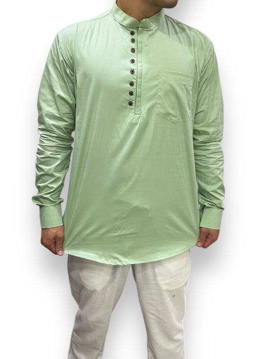 Camisa Kurta Unicolor de Hombre Verde GK401