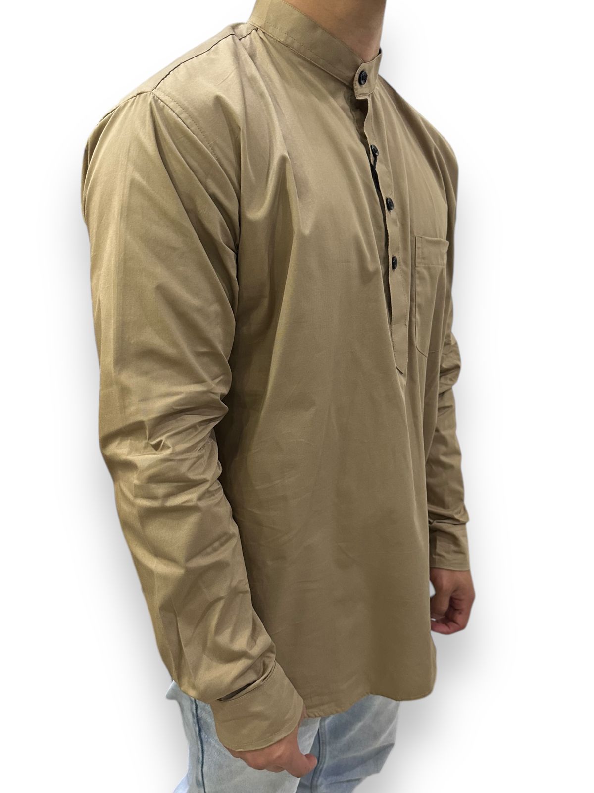 Camisa Kurta Unicolor de Hombre Khakhi GK402
