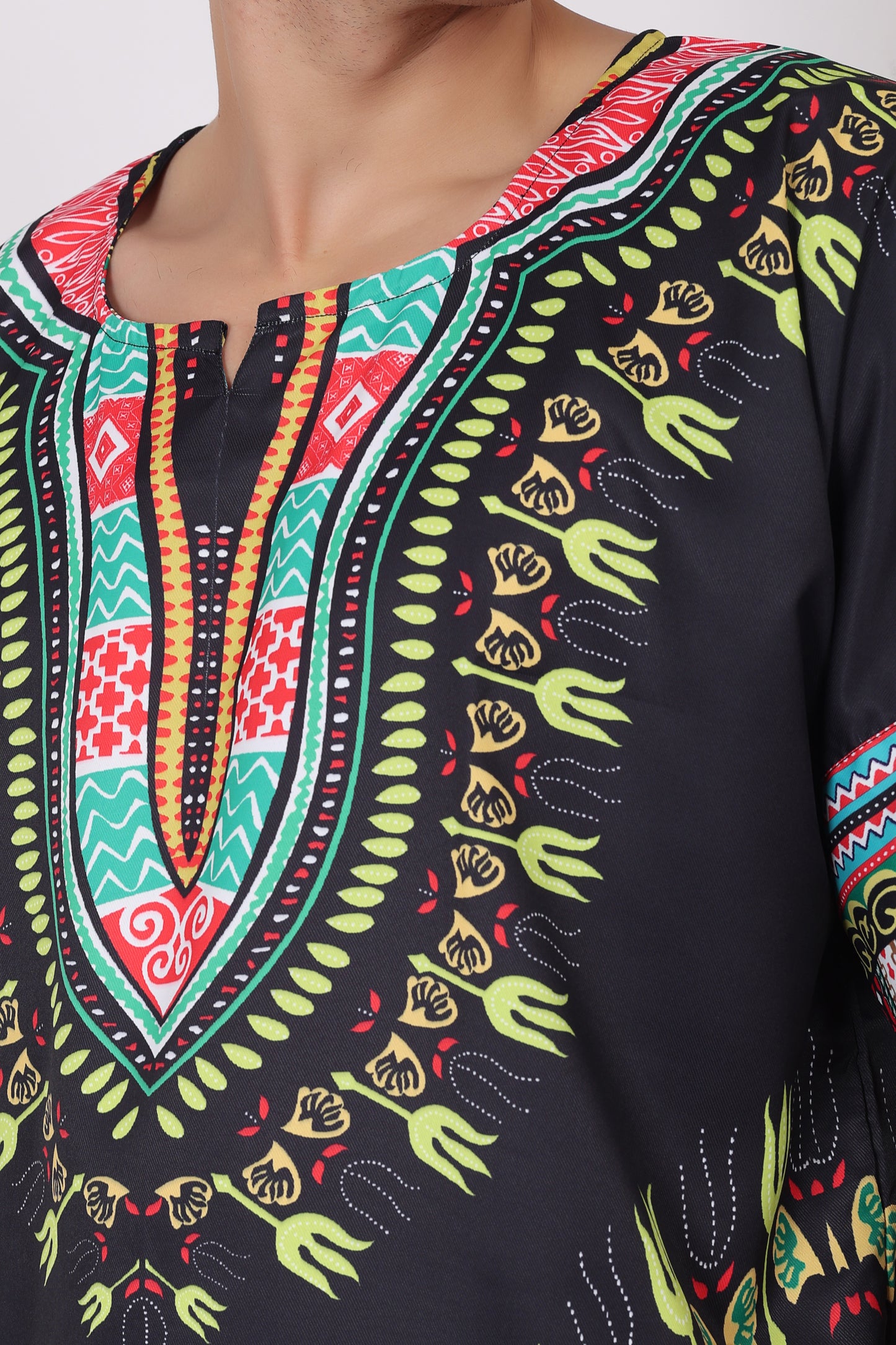 Camisa de Hombre Dashiki Afrocaribeño Estampado Negro