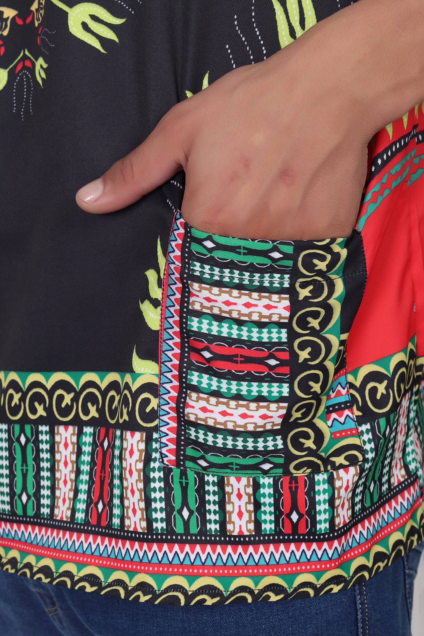 Camisa de Hombre Dashiki Afrocaribeño Estampado Negro