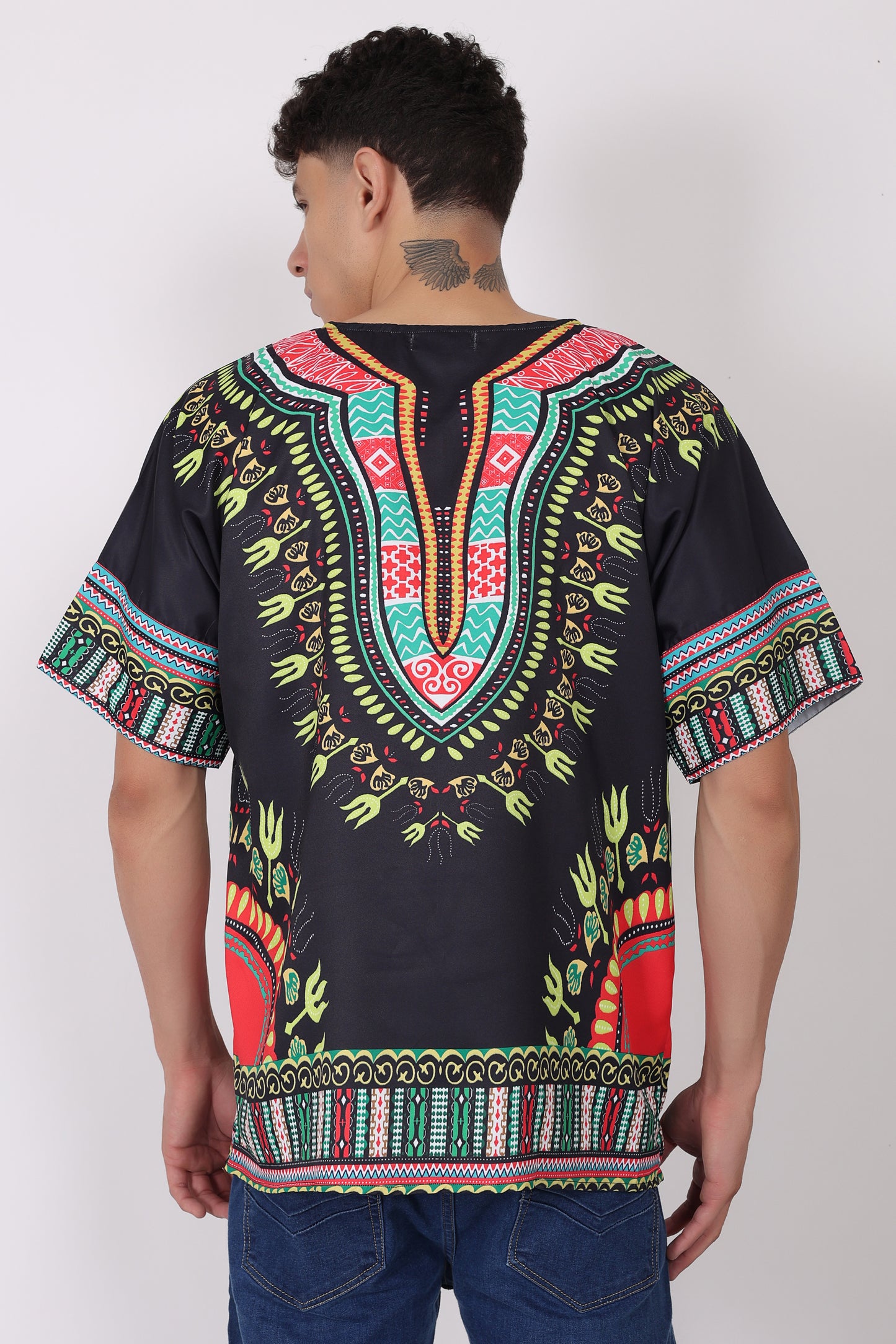 Camisa de Hombre Dashiki Afrocaribeño Estampado Negro