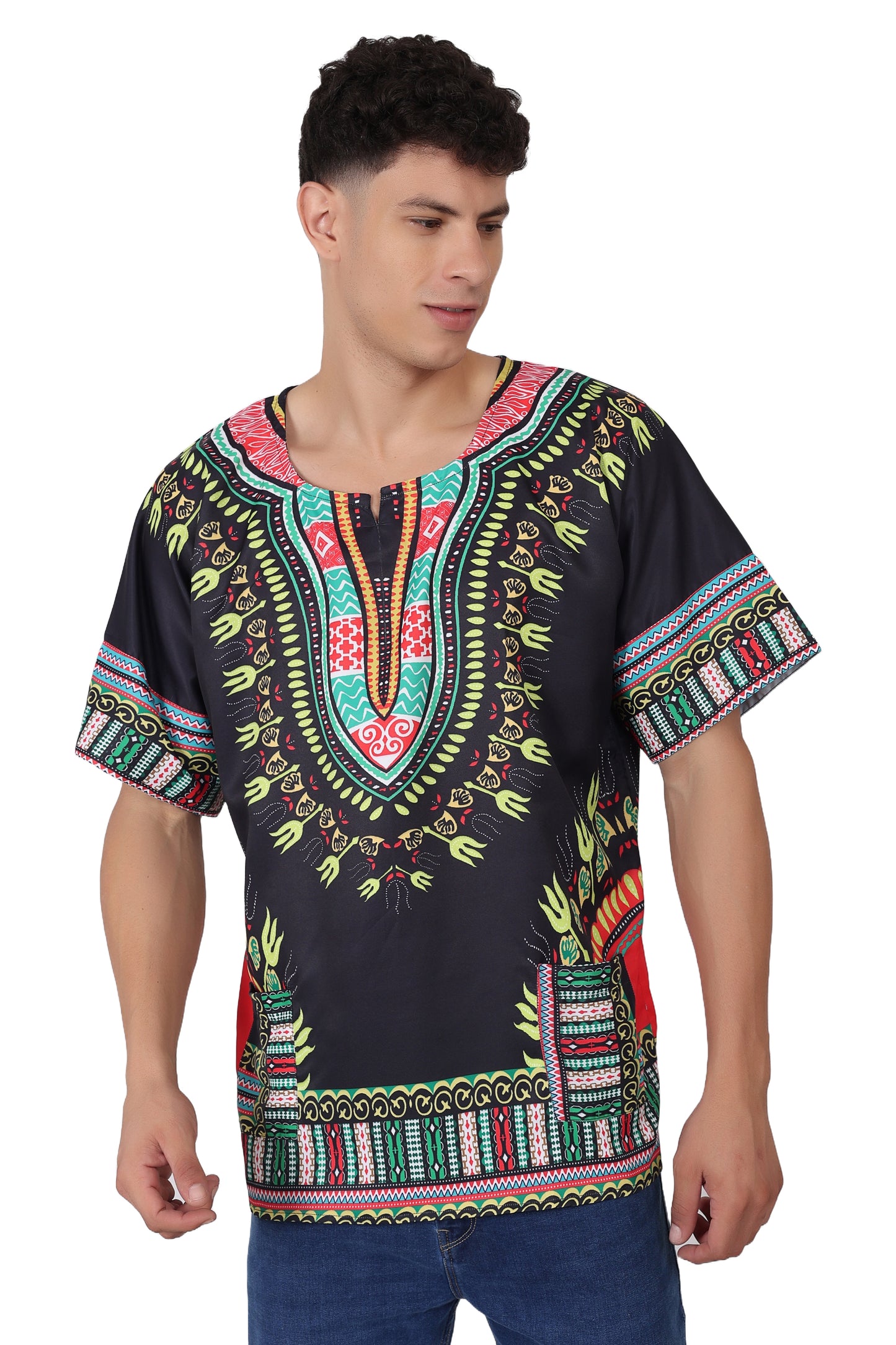 Camisa de Hombre Dashiki Afrocaribeño Estampado Negro