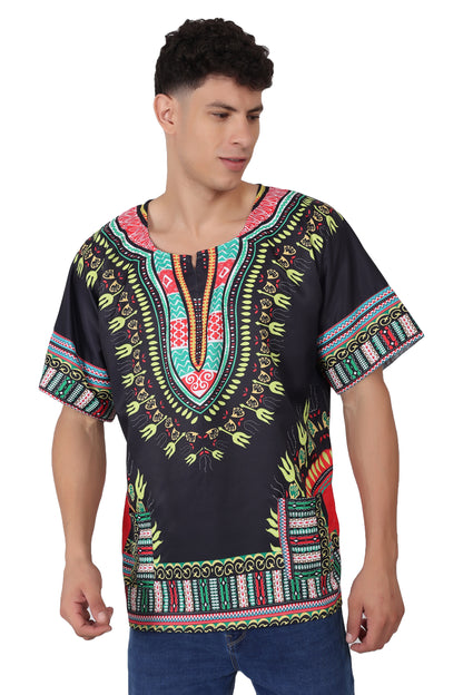 Camisa de Hombre Dashiki Afrocaribeño Estampado Negro