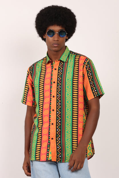 Camisa de Hombre Afrocaribeño Carnaval de Botones