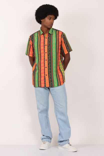 Camisa de Hombre Afrocaribeño Carnaval de Botones