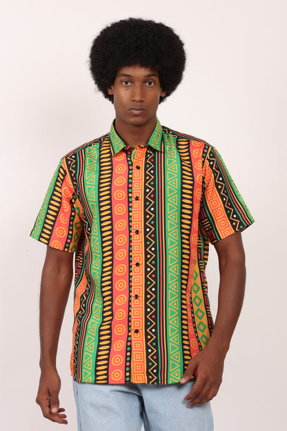 Camisa de Hombre Afrocaribeño Carnaval de Botones