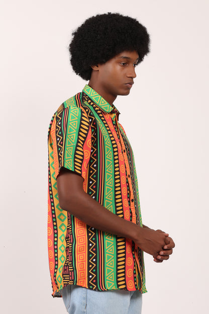 Camisa de Hombre Afrocaribeño Carnaval de Botones