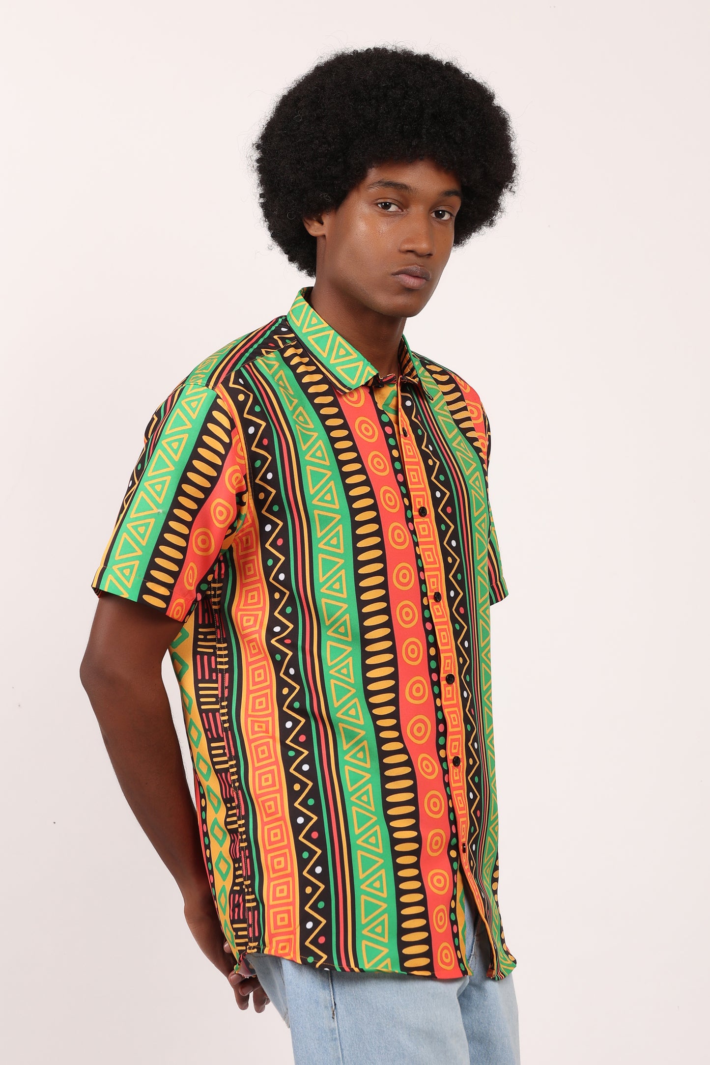 Camisa de Hombre Afrocaribeño Carnaval de Botones