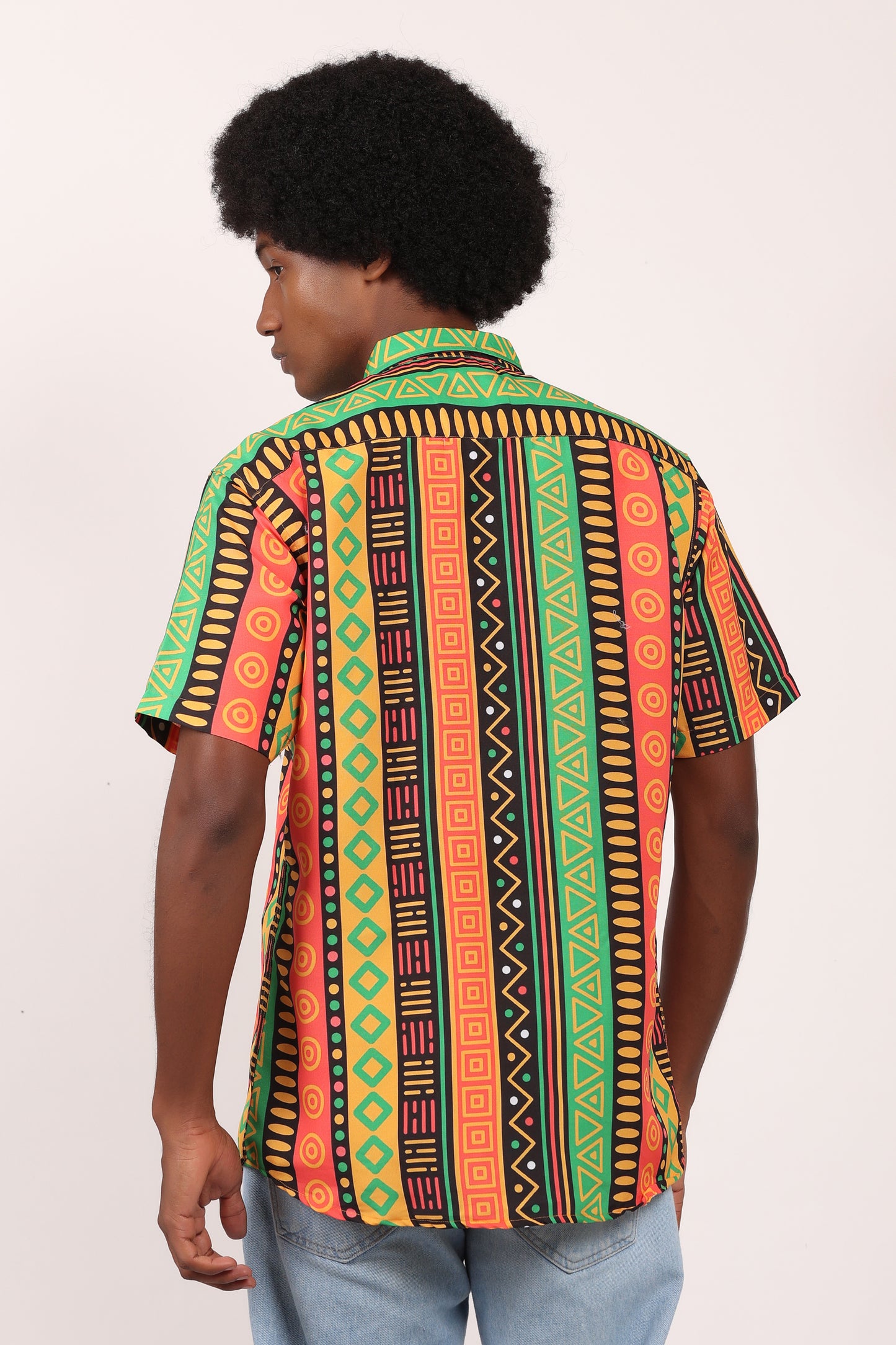 Camisa de Hombre Afrocaribeño Carnaval de Botones