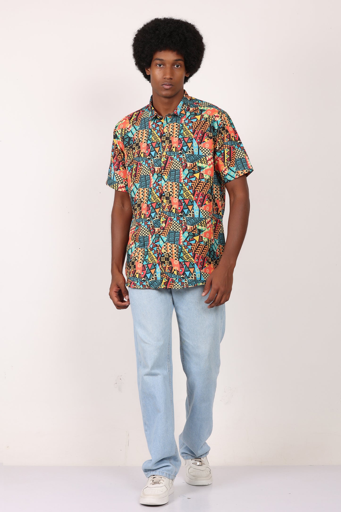 Camisa de Hombre Afrocaribeño Carnaval de Botones