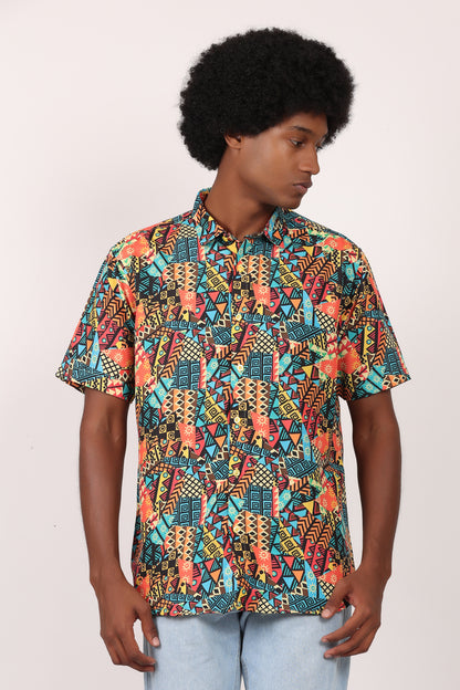 Camisa de Hombre Afrocaribeño Carnaval de Botones