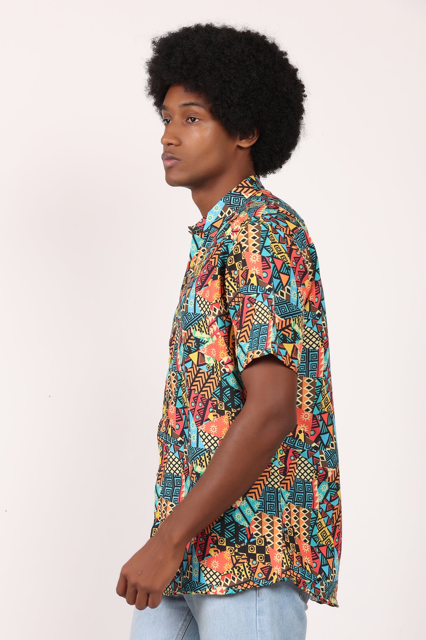 Camisa de Hombre Afrocaribeño Carnaval de Botones