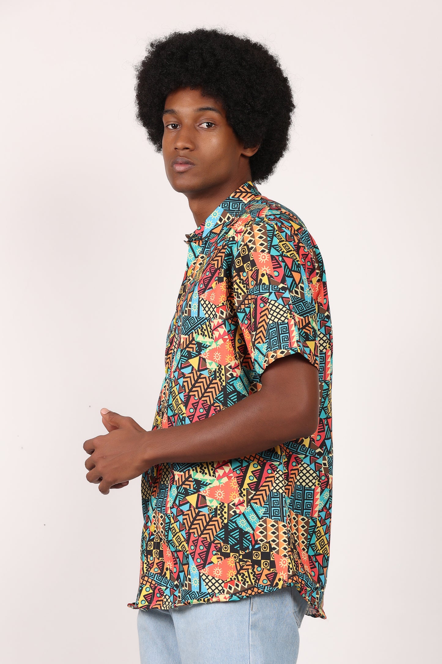 Camisa de Hombre Afrocaribeño Carnaval de Botones