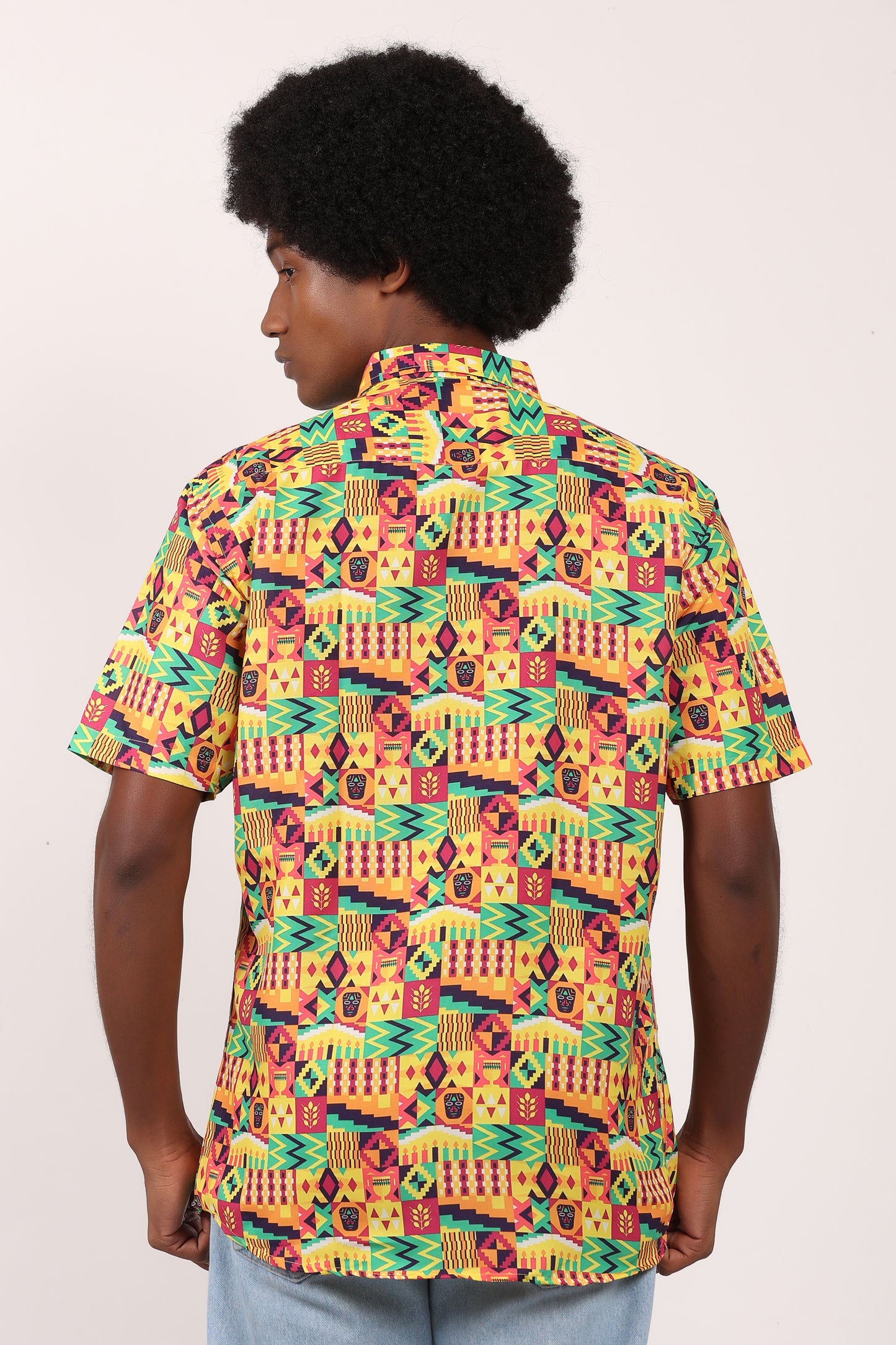 Camisa de Hombre Afrocaribeño Carnaval de Botones