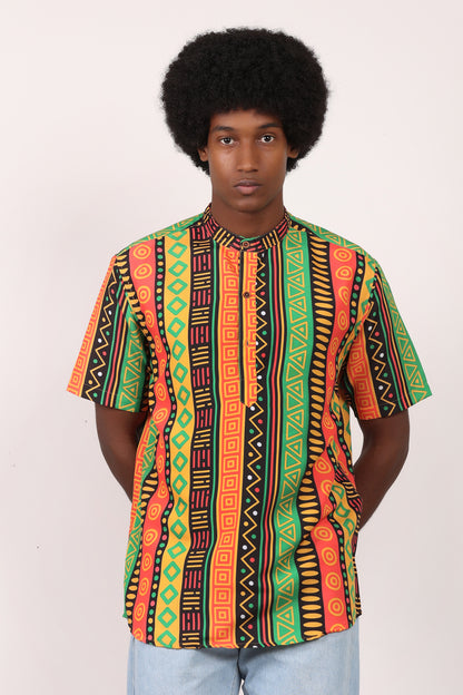 Camisa de Hombre Afrocaribeño Carnaval Cuello Chino