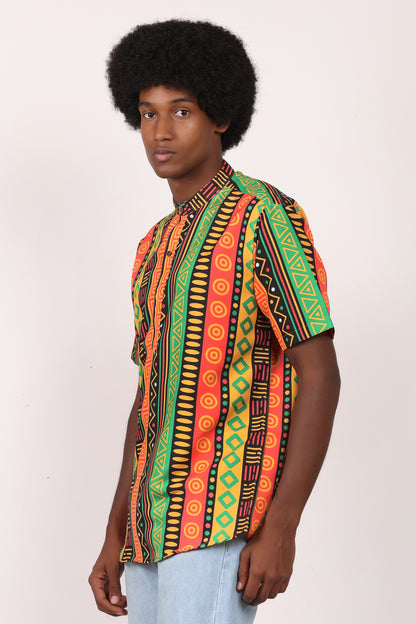 Camisa de Hombre Afrocaribeño Carnaval Cuello Chino