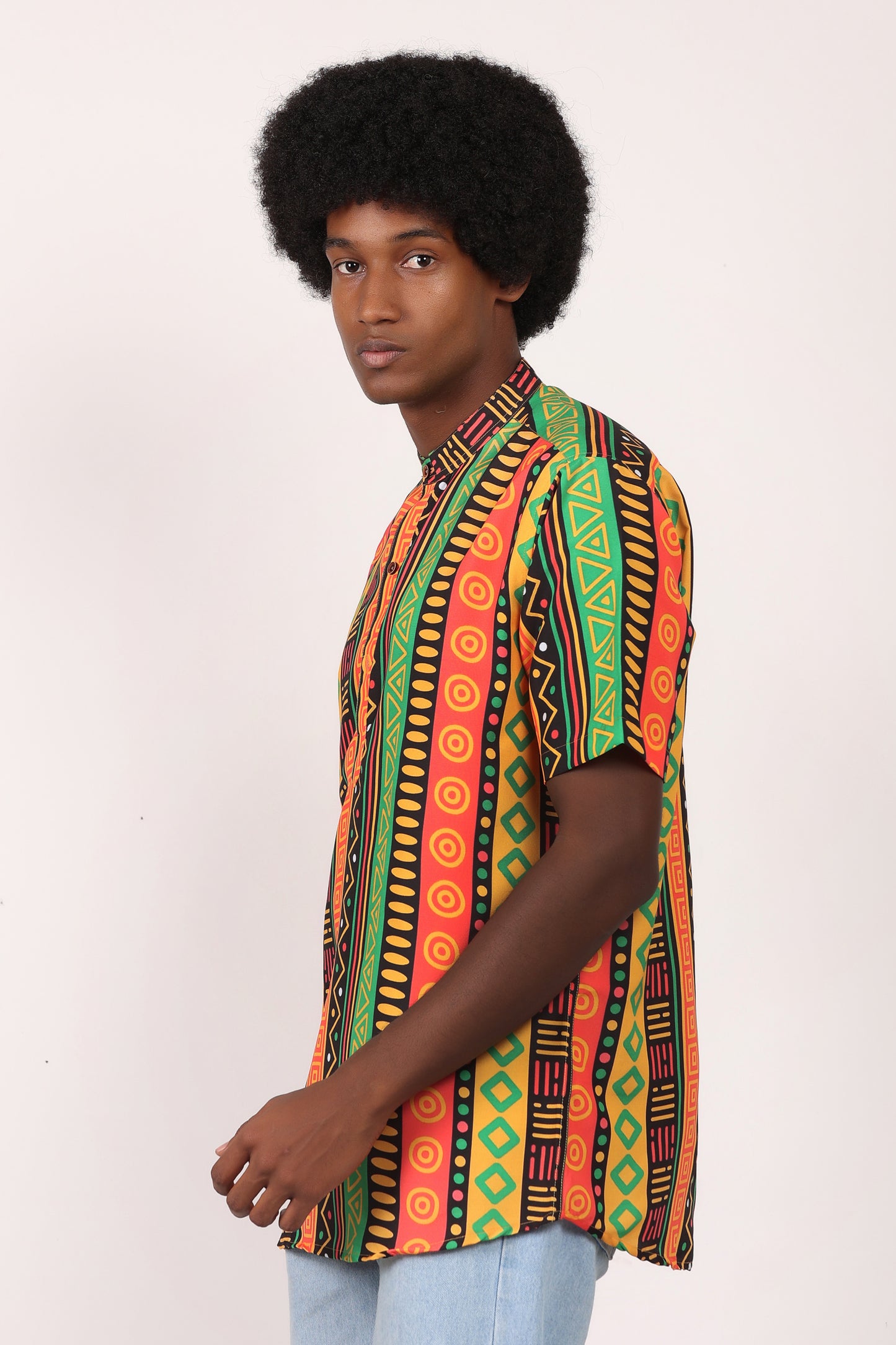 Camisa de Hombre Afrocaribeño Carnaval Cuello Chino
