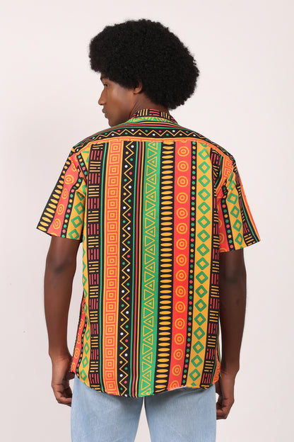 Camisa de Hombre Afrocaribeño Carnaval Cuello Chino