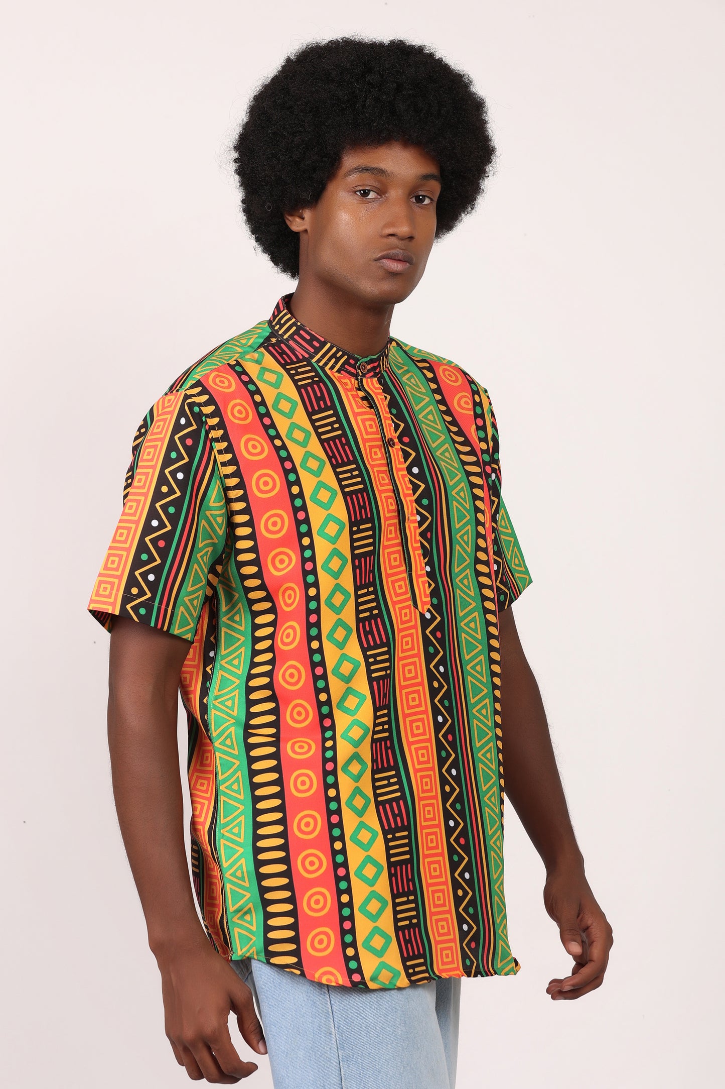 Camisa de Hombre Afrocaribeño Carnaval Cuello Chino