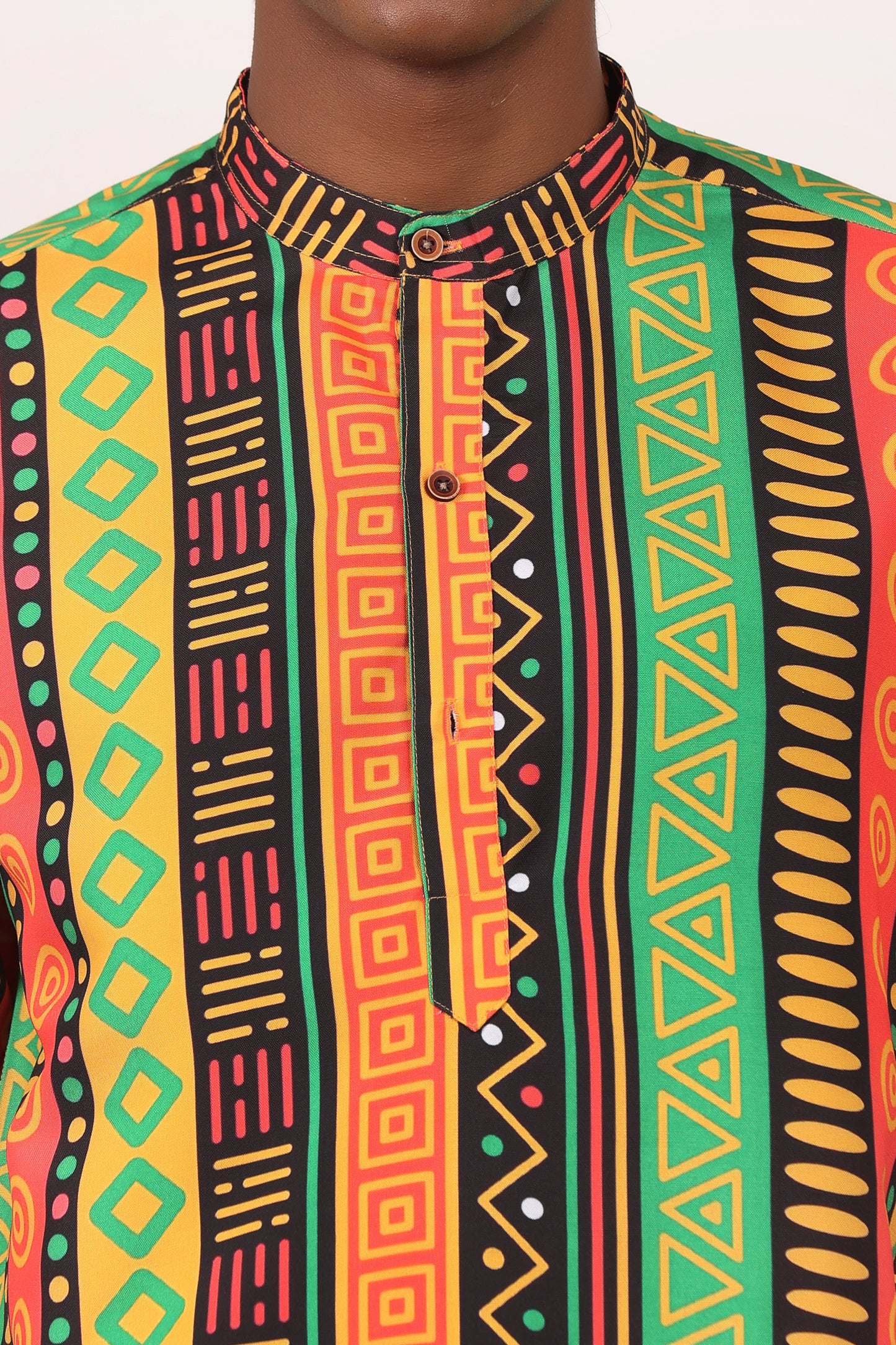 Camisa de Hombre Afrocaribeño Carnaval Cuello Chino