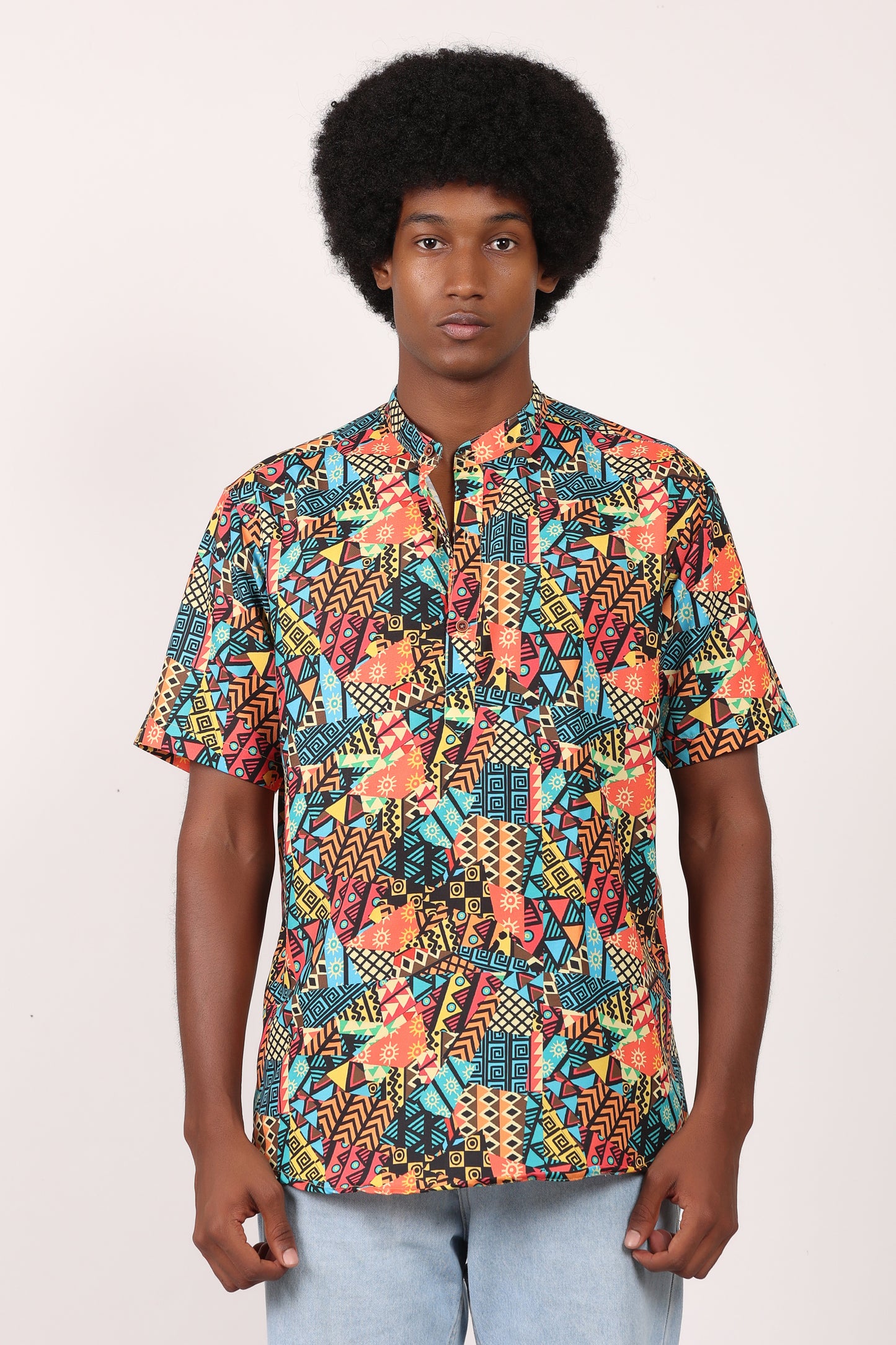 Camisa de Hombre Afrocaribeño Carnaval Cuello Chino