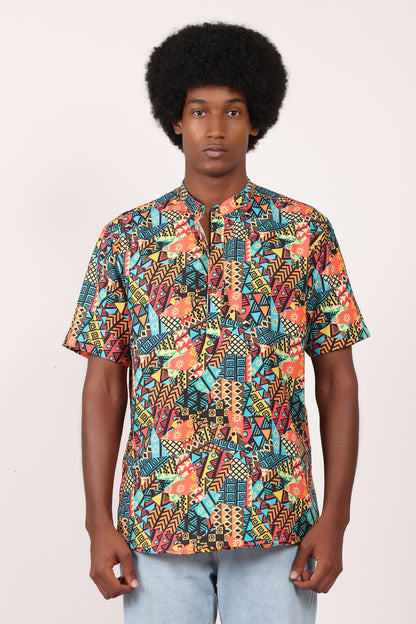 Camisa de Hombre Afrocaribeño Carnaval Cuello Chino
